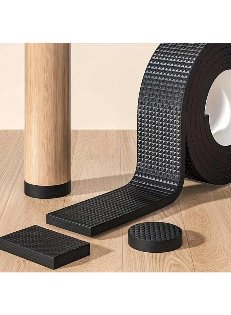 LDQ Black Cuttable Non-Slip Furniture Pad – Silent Chair & Table Leg Floor Protector, Thick Noise-Reducing Mat for Home & Office - Image 1